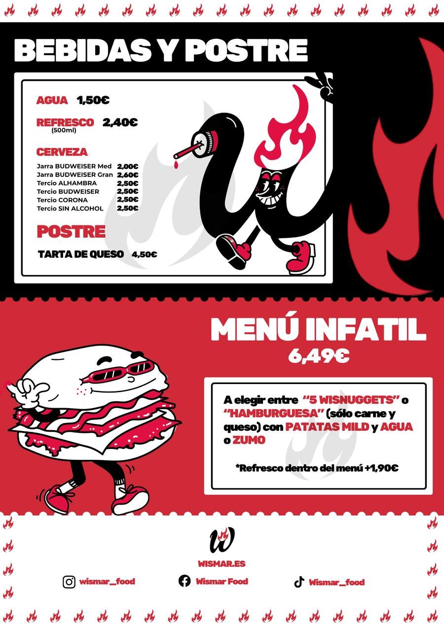 Carta de bebidas y postres de Wismar Food
