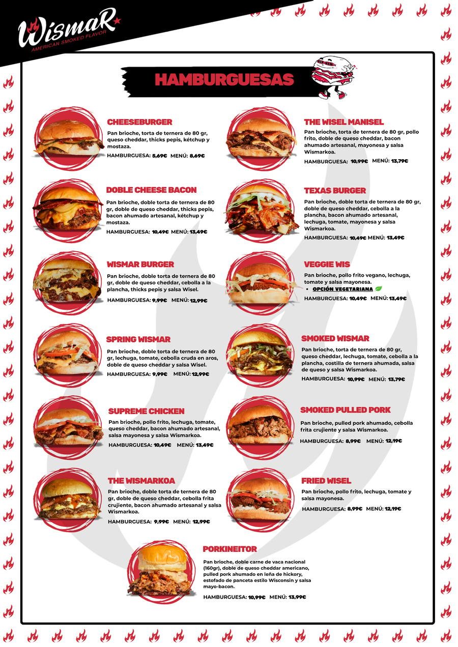 Carta de hamburguesas de Wismar Food